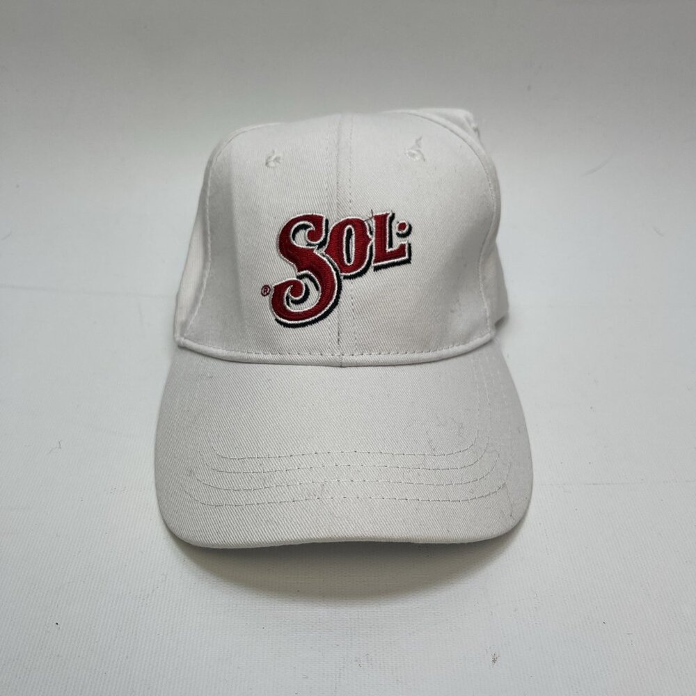 Sol Cerveza Beer Hat Cap White w/ Embroidered Red Classic Logo Promo Merch